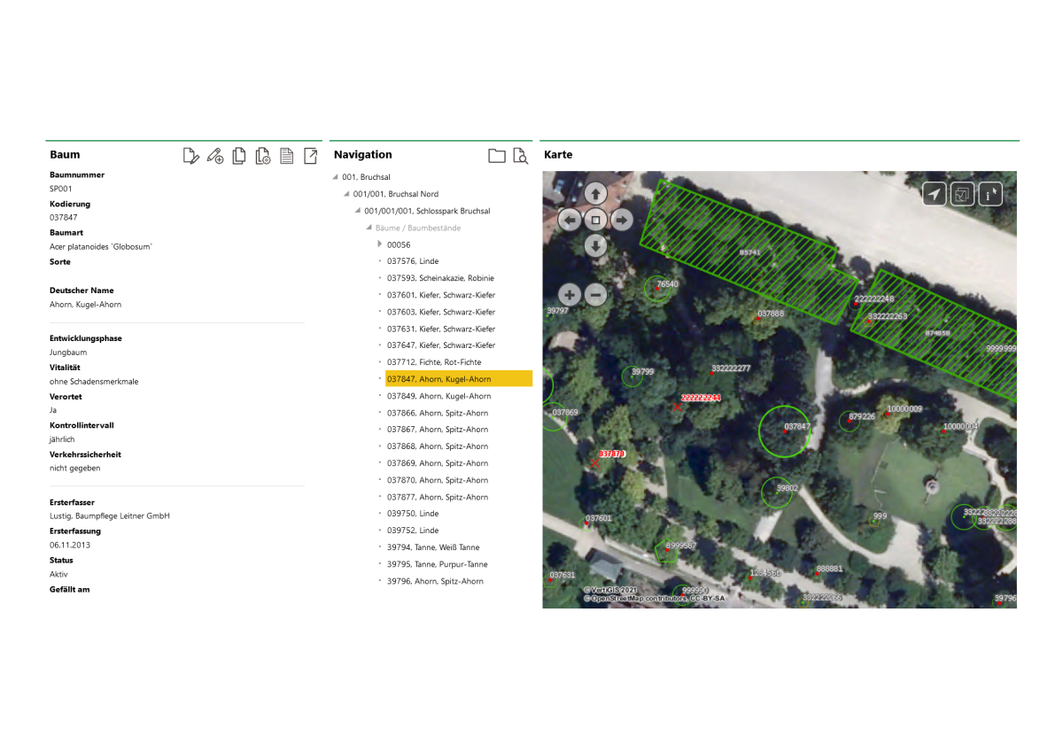 Baumkataster Software - Screenshot