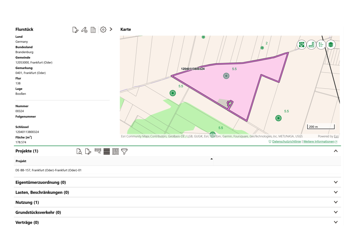 Liegenschaftskataster Software Screenshot