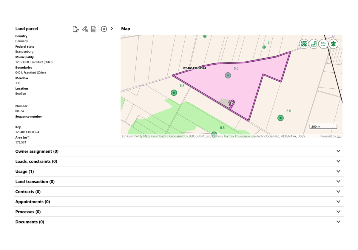 Land cadastral register software screenshot